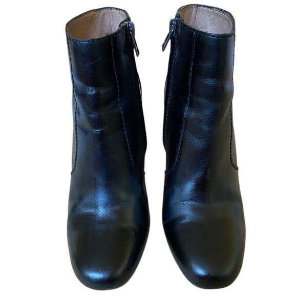 Madewell Sutton Leather Ankle Boots Booties Sz 6.5 Black Block Heel Side Zipper - Picture 3 of 14